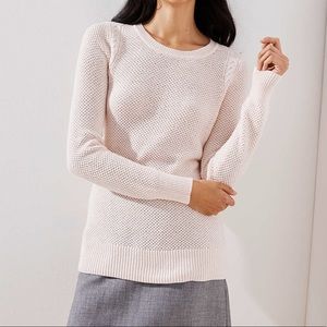 LOFT cable knit trim stretchy sweater. small